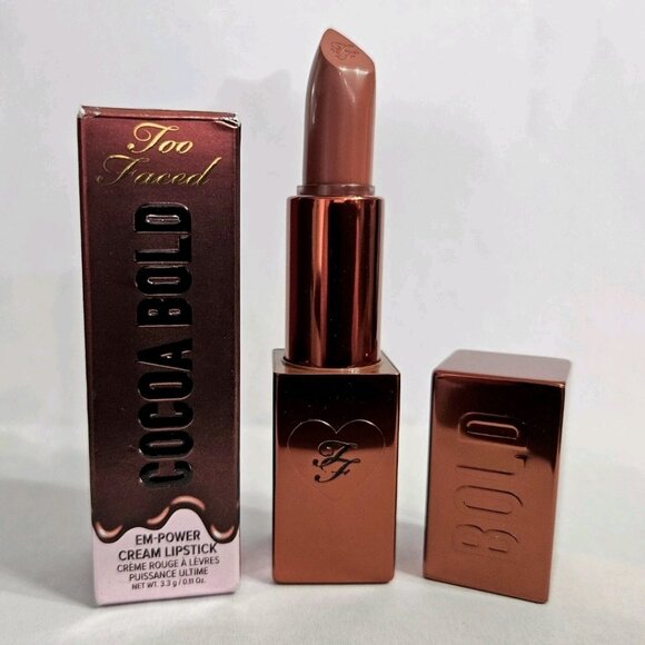 Too Faced GANACHE Cocoa Bold Em Power Cream Lipstick Full Size .11 oz NIB! - Picture 2 of 2